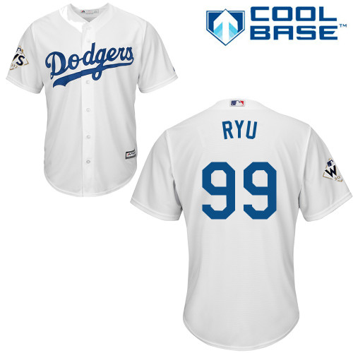 Dodgers #99 Hyun-Jin Ryu White New Cool Base World Series Bound Stitched MLB Jersey